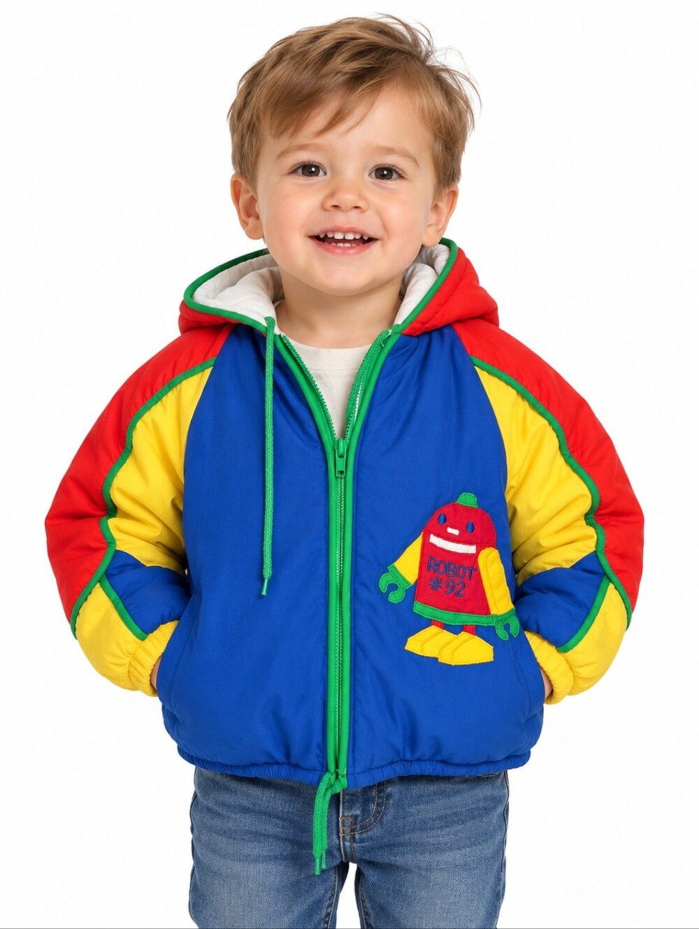 Vintage Carter’s Outerwear Robot #92 Colorblock Hooded Jacket Size 24M 90